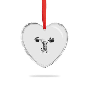 Funny Cat Gym Heart Crystal Glass Ornament Weightlifting Workout TS10 Print Your Wear
