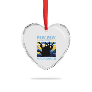 Funny Cat Heart Crystal Glass Ornament Pew Pew Madafakas Retro Vintage Starry Night TS02 Print Your Wear
