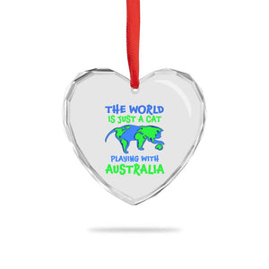 Funny Cat Heart Crystal Glass Ornament The World Is A Cat Playing With Australia TS02 Print Your Wear