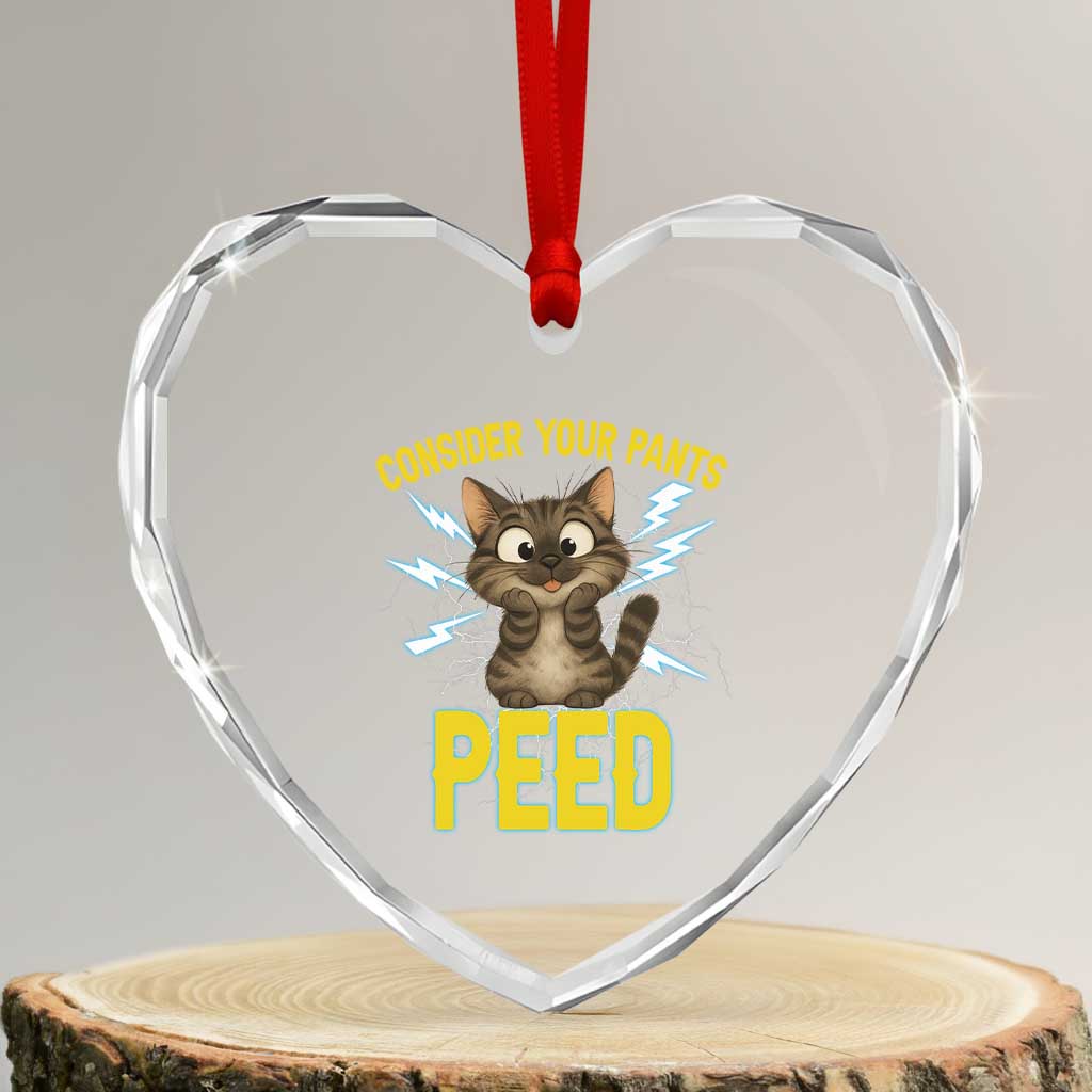 Funny Cat Lover Heart Crystal Glass Ornament Consider Your Pants Peed Quote TS12 Transparent Glass 3'' Heart Print Your Wear