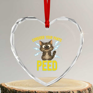 Funny Cat Lover Heart Crystal Glass Ornament Consider Your Pants Peed Quote TS12 Transparent Glass 3'' Heart Print Your Wear