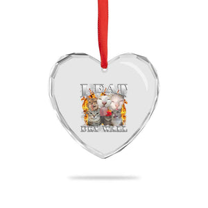 Funny Cat Meme Bootleg Graphic Heart Crystal Glass Ornament I Eat Drywall Funny Weird Cursed Internet Memes TS10 Print Your Wear