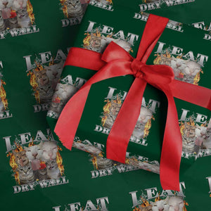 Funny Cat Meme Bootleg Graphic Wrapping Paper Roll I Eat Drywall Funny Weird Cursed Internet Memes TS10 Green Print Your Wear