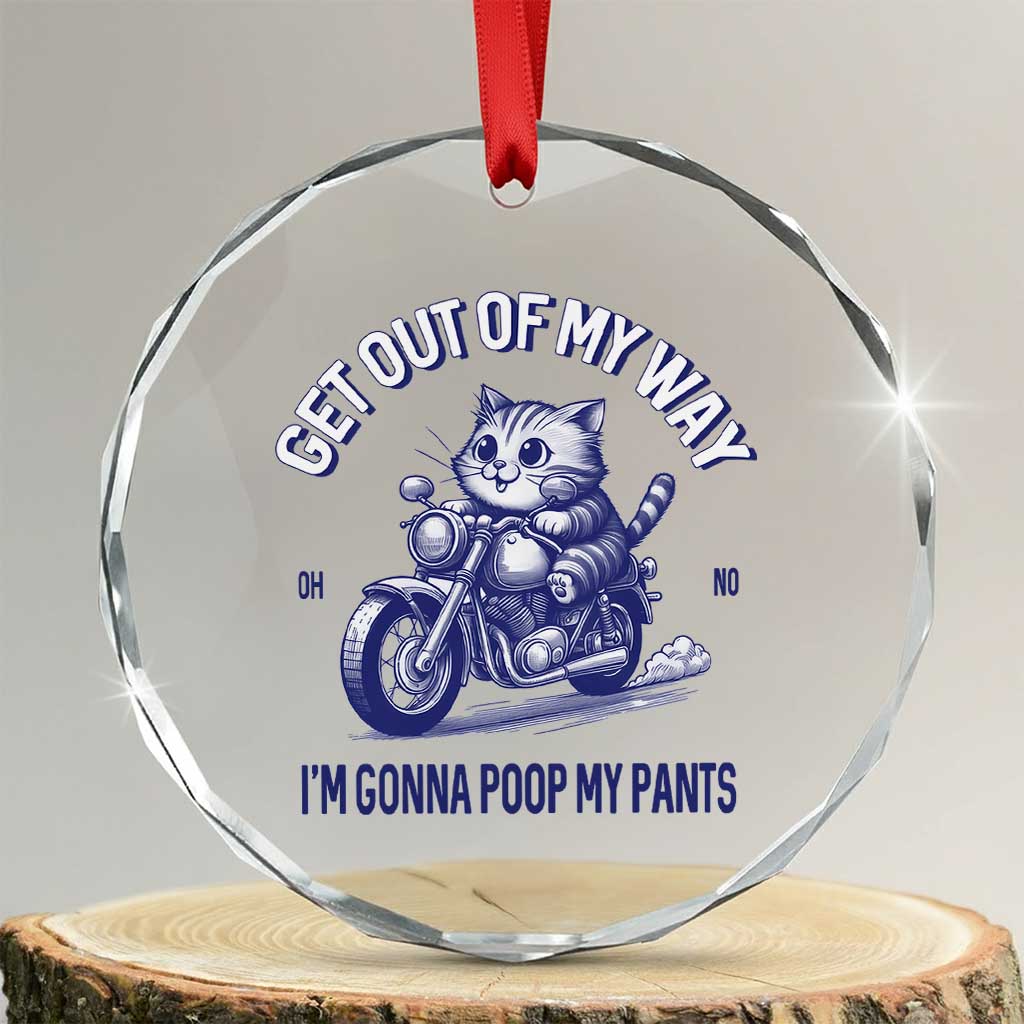 Funny Cat Meme Crystal Glass Ornament Get Out of My Way Gonna Poop My Pants Adult Humor Meme TS02 Transparent Glass 3'' Circle Print Your Wear