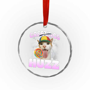Funny Cat Meme Crystal Glass Ornament Greetings Huzz TS14 Print Your Wear