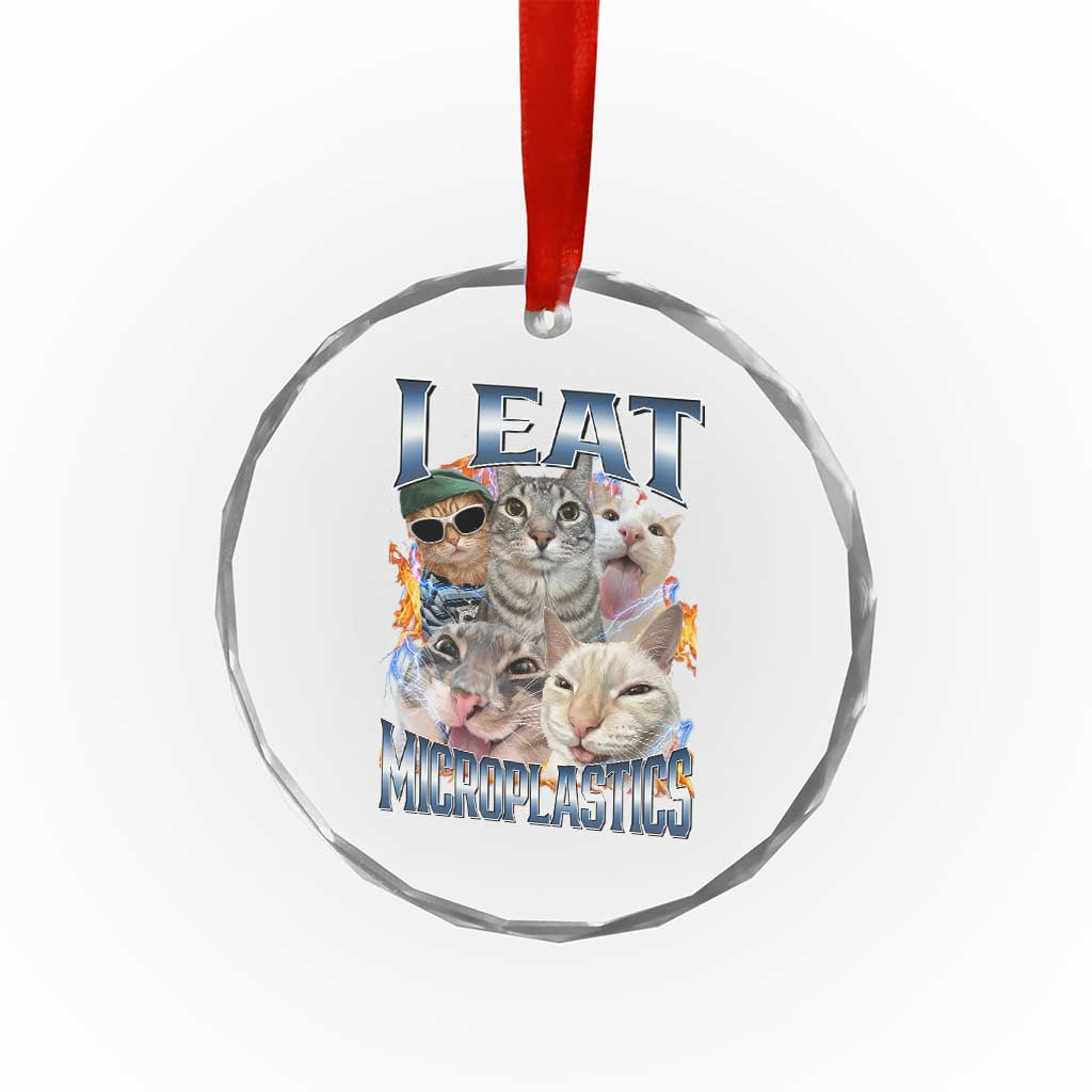 Funny Cat Meme Crystal Glass Ornament I Eat Microplastics TS14 Print Your Wear