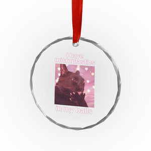 Funny Cat Meme Crystal Glass Ornament I Have Microplastics In My Balls Dank Meme TS10 Print Your Wear