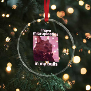 Funny Cat Meme Crystal Glass Ornament I Have Microplastics In My Balls Dank Meme TS10 Print Your Wear