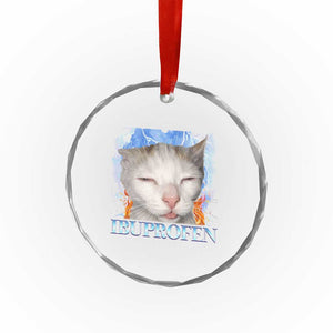 Funny Cat Meme Crystal Glass Ornament Ibuprofen Silly Kitten TS14 Print Your Wear