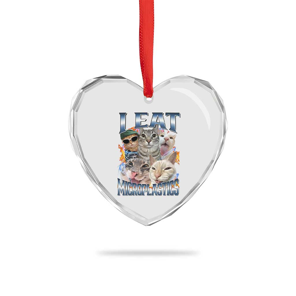 Funny Cat Meme Heart Crystal Glass Ornament I Eat Microplastics TS14 Print Your Wear