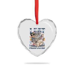 Funny Cat Meme Heart Crystal Glass Ornament I Eat Microplastics TS14 Print Your Wear