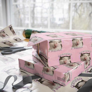 Funny Cat Meme Wrapping Paper Roll Certified Freak Eat Cement Cursed Cat TS02 Light Pink Print Your Wear