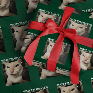 Funny Cat Meme Lover Wrapping Paper Roll Wait Im Goated TS12 Green Print Your Wear