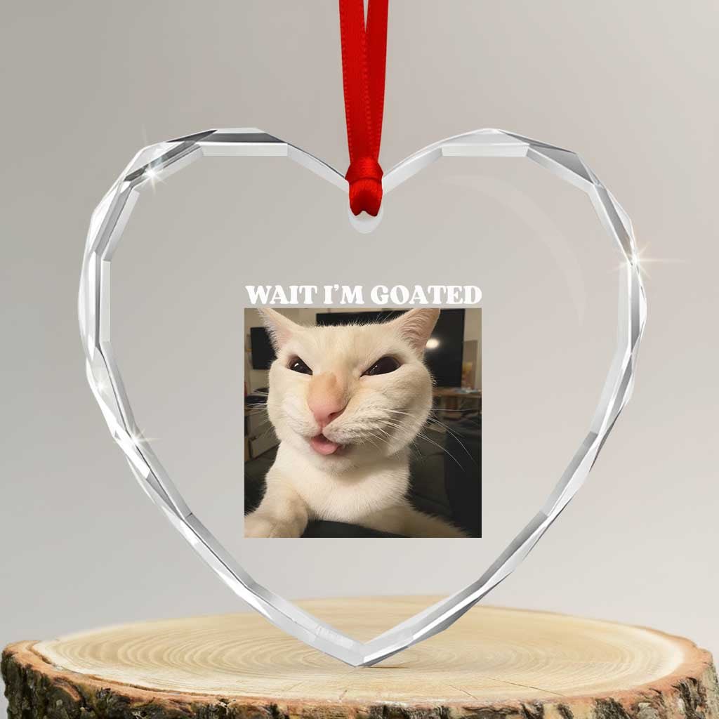 Funny Cat Meme Lover Heart Crystal Glass Ornament TS12 Transparent Glass 3'' Heart Print Your Wear