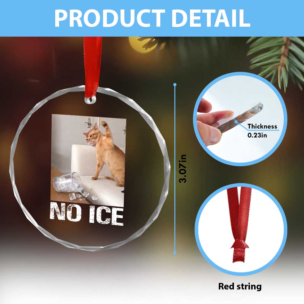Funny Cat Meme No Ice Crystal Glass Ornament Subtle FDT Political Satire Satirical Humor TS10 Print Your Wear
