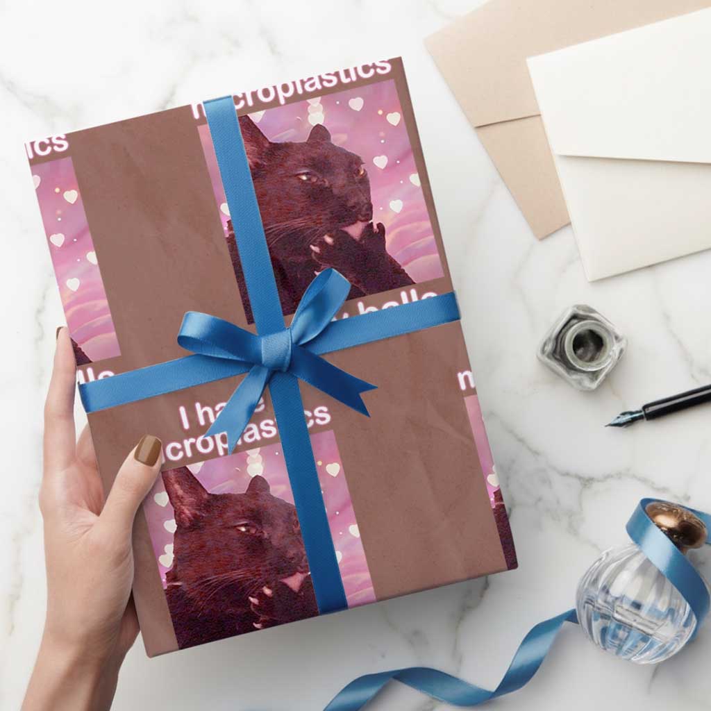 Funny Cat Meme Wrapping Paper Roll I Have Microplastics In My Balls Dank Meme TS10 Mocha Print Your Wear