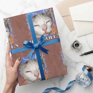 Funny Cat Meme Wrapping Paper Roll Ibuprofen Silly Kitten TS14 Mocha Print Your Wear