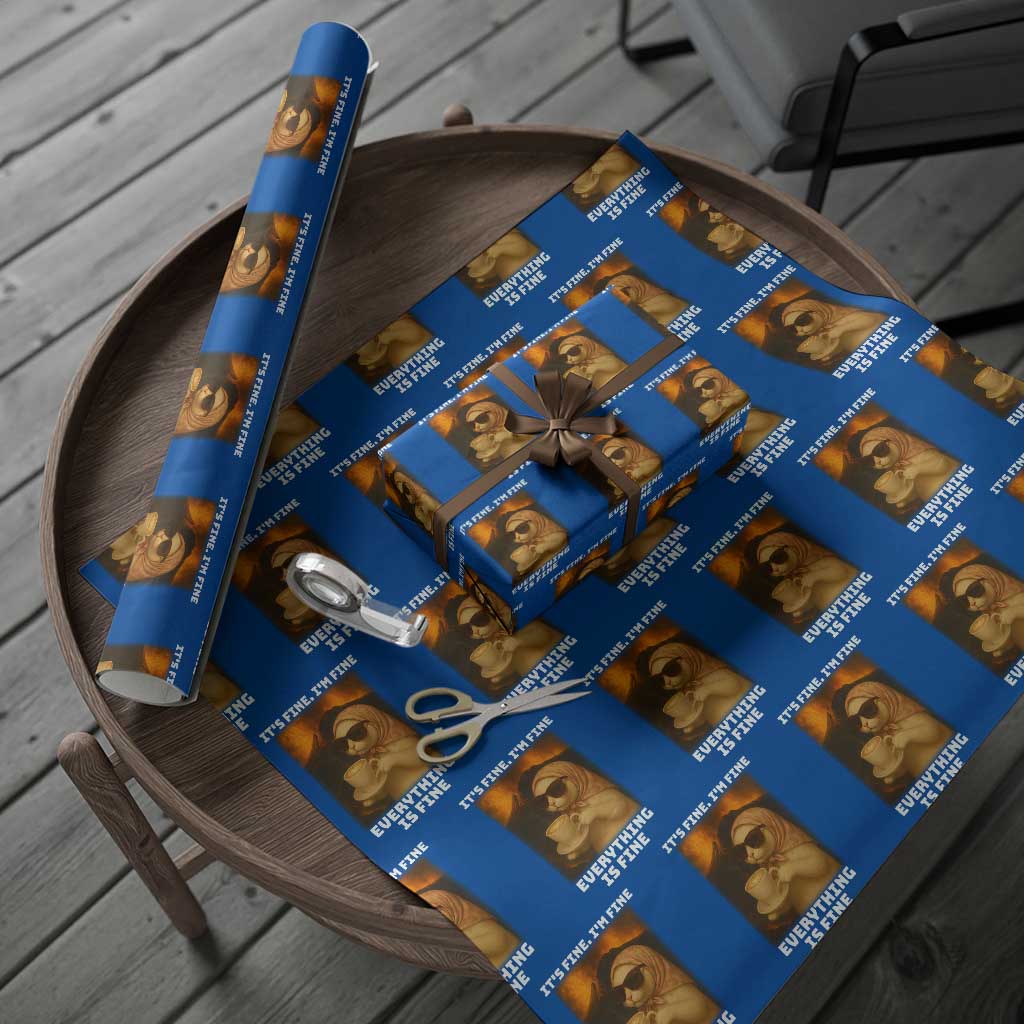 Funny Cat Meme Wrapping Paper Roll It Is Fine I Am Fine Every Thing Is Fine TS14 Blue Print Your Wear