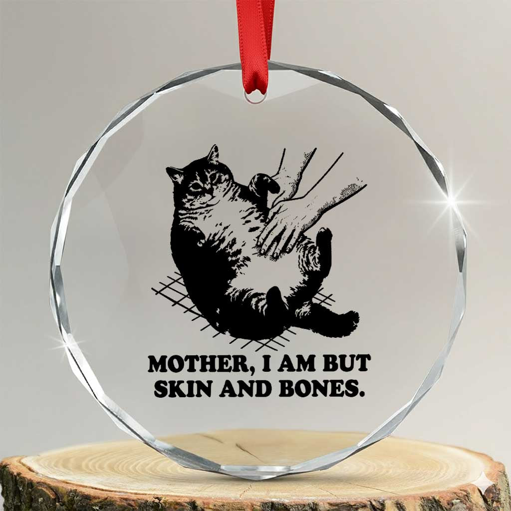 Funny Cat Mom Cat Lover Crystal Glass Ornament Mother I Am But Skin and Bones TS14 Transparent Glass 3'' Circle Print Your Wear