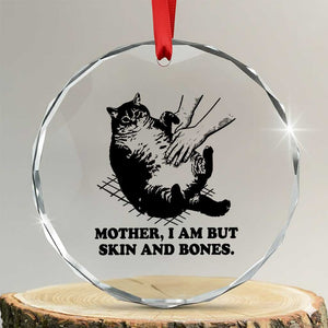 Funny Cat Mom Cat Lover Crystal Glass Ornament Mother I Am But Skin and Bones TS14 Transparent Glass 3'' Circle Print Your Wear