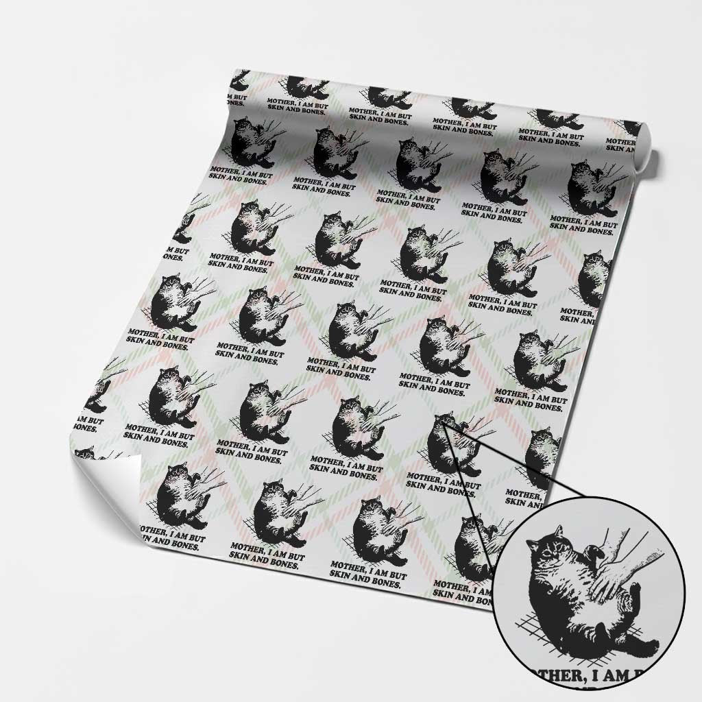 Funny Cat Mom Cat Lover Wrapping Paper Roll Mother I Am But Skin and Bones TS14 Christmas Plaid Print Your Wear