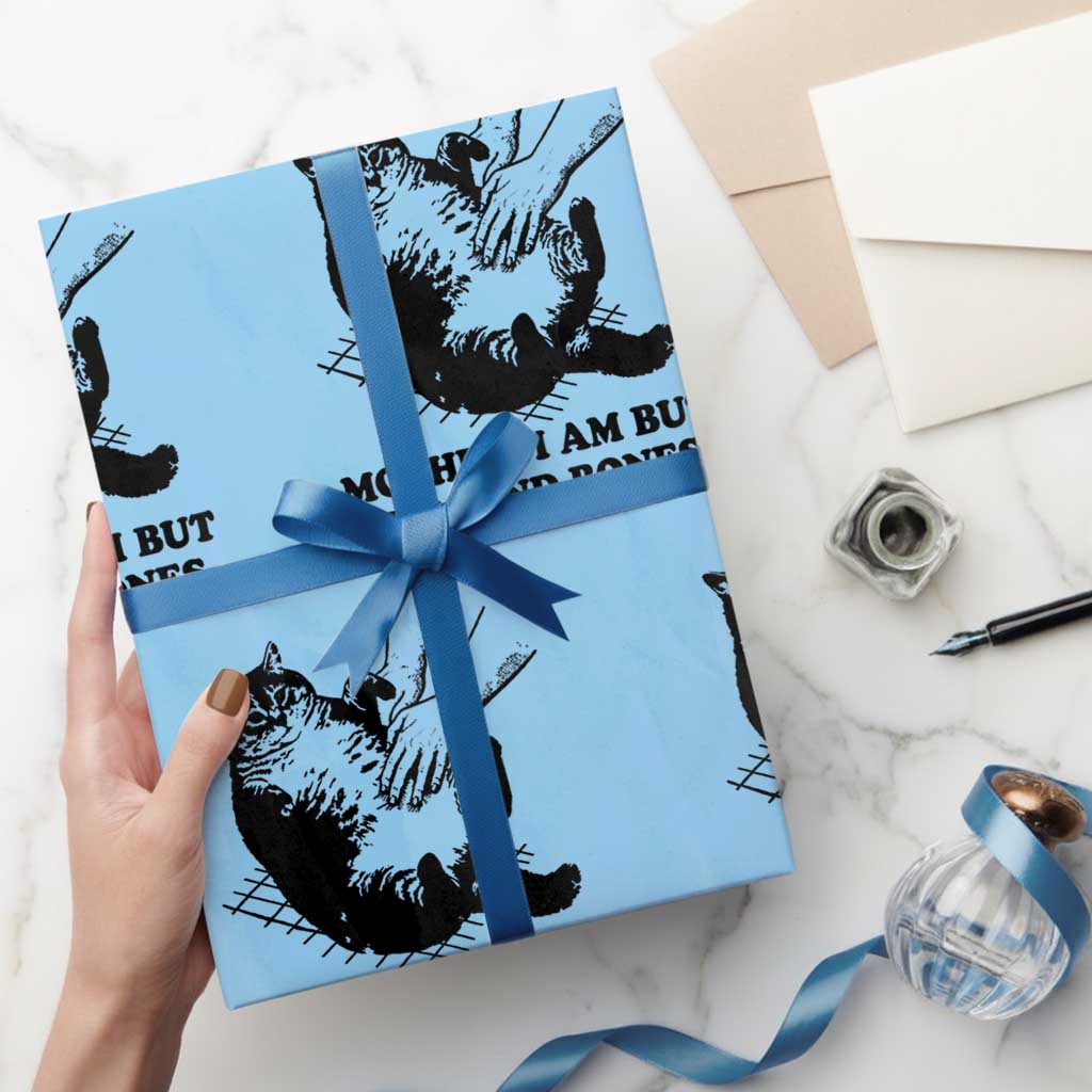 Funny Cat Mom Cat Lover Wrapping Paper Roll Mother I Am But Skin and Bones TS14 Light Blue Print Your Wear