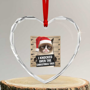 Funny Cat Mugshot Christmas Heart Crystal Glass Ornament I Will Protect You Kitten No Matter What TS14 Transparent Glass 3'' Heart Print Your Wear