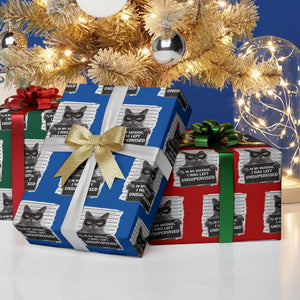 Funny Cat Mugshot Wrapping Paper Roll In My Defense I Was Left Unsupervised TS12 Print Your Wear