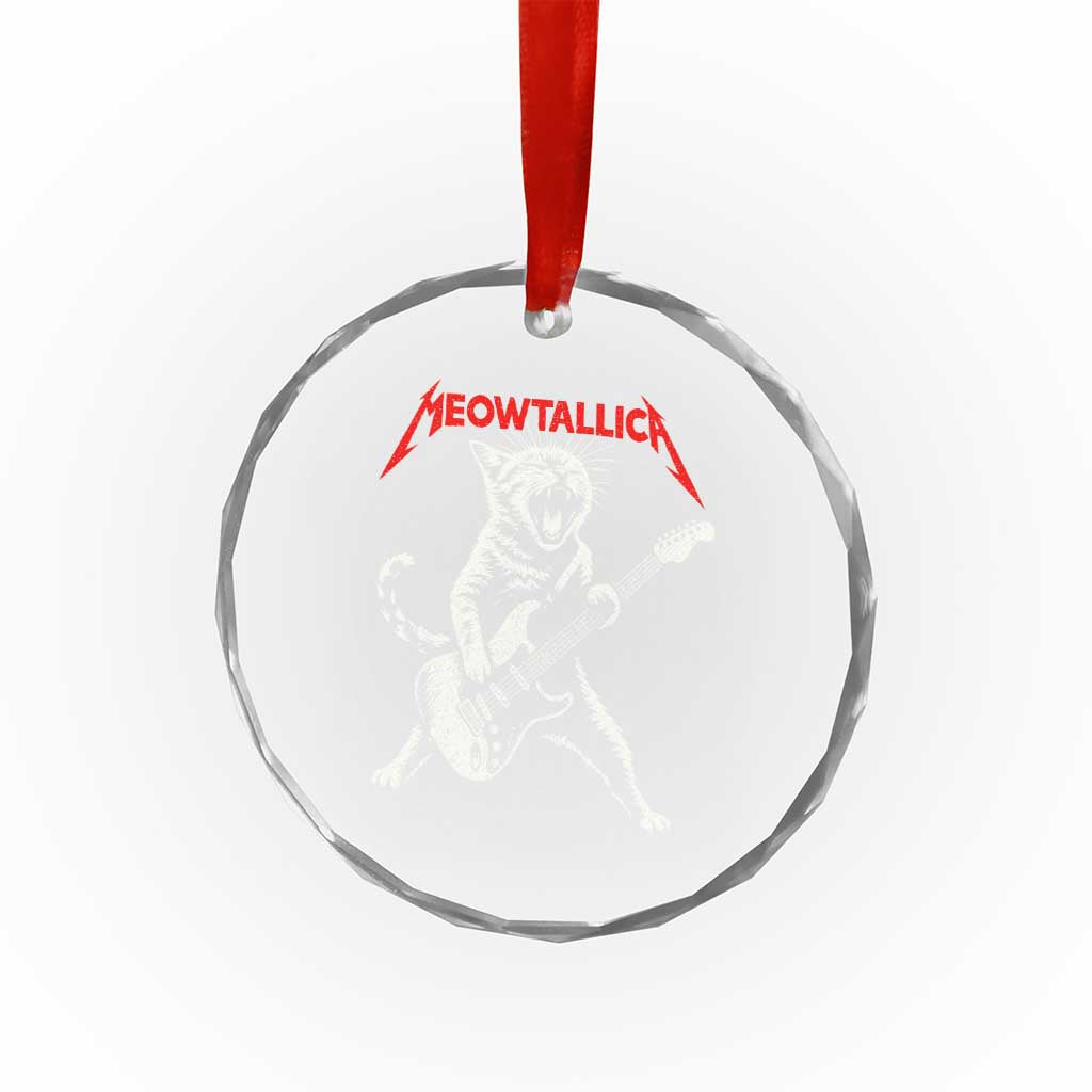 Funny Cat Playing Guitar Crystal Glass Ornament Vintage 90s Classic Rock Star Cat Graphic Rock and Roll TS10 Print Your Wear