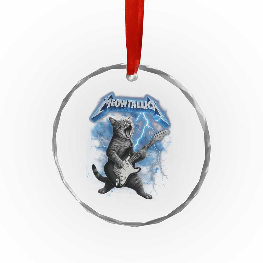 Funny Cat Playing Guitar Crystal Glass Ornament Vintage 90s Style Bootleg Graphic Rock Star Rock Cat TS10 Print Your Wear