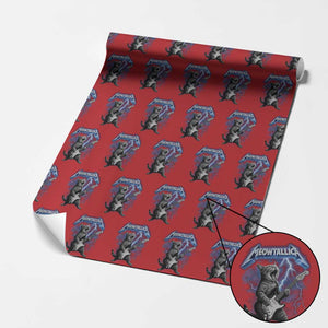 Funny Cat Playing Guitar Wrapping Paper Roll Vintage 90s Style Bootleg Graphic Rock Star Rock Cat TS10 Red Print Your Wear