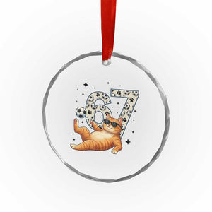 Funny Cat Playing Soccer Crystal Glass Ornament Six Seven Meme TS12 Print Your Wear