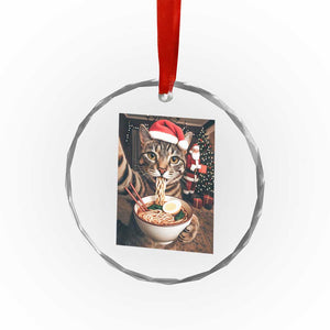 Funny Cat Ramen Selfie With Santa Christmas Crystal Glass Ornament TS14 Print Your Wear