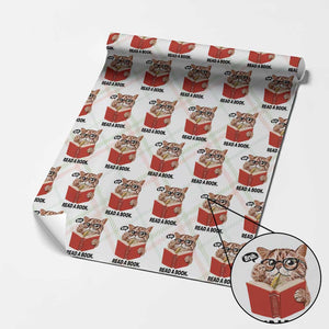 Funny Cat Reading Wrapping Paper Roll Book Lover TS14 Christmas Plaid Print Your Wear