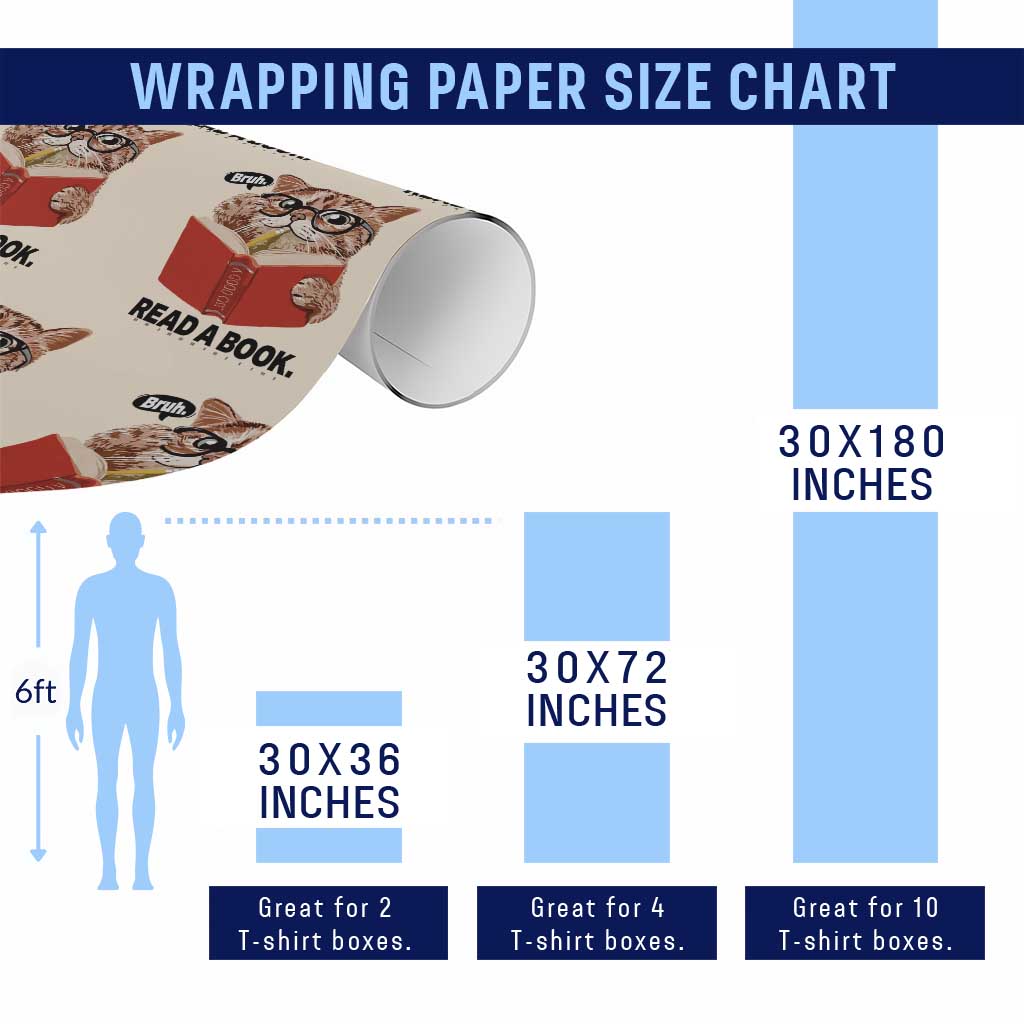 Funny Cat Reading Wrapping Paper Roll Book Lover TS14 Print Your Wear