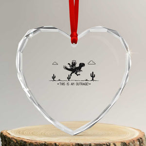 Funny Cat Riding Dinosaur Pixel Retro Heart Crystal Glass Ornament This Is An Outrage