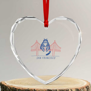 Funny Cat San Francisco Golden Gate Heart Crystal Glass Ornament TS14 Transparent Glass 3'' Heart Print Your Wear