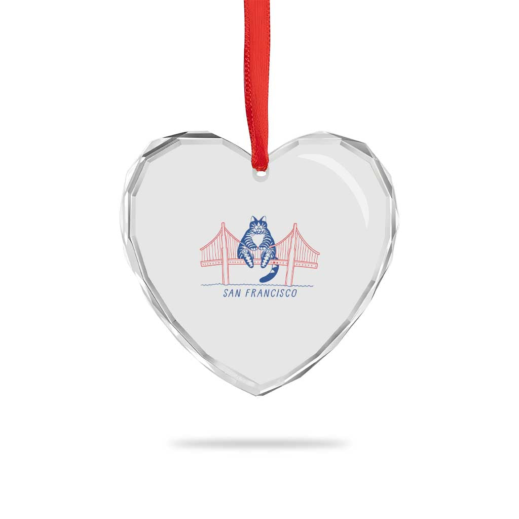 Funny Cat San Francisco Golden Gate Heart Crystal Glass Ornament TS14 Print Your Wear