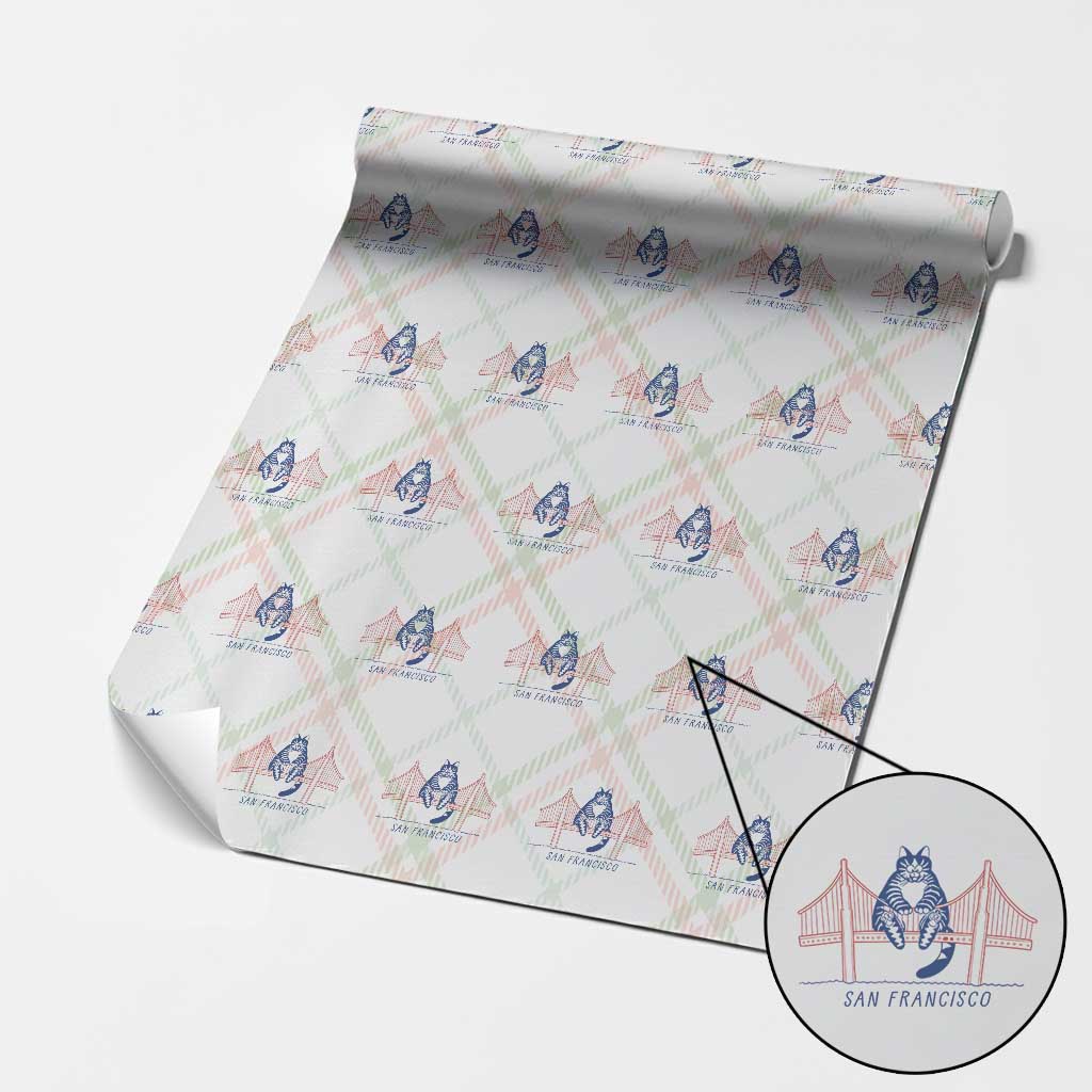Funny Cat San Francisco Golden Gate Wrapping Paper Roll TS14 Christmas Plaid Print Your Wear