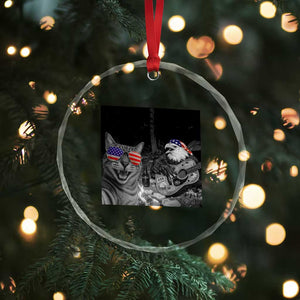 Funny Cat Selfie 4th of July Crystal Glass Ornament Patriotic Eagle American Flag Gift TS14 Print Your Wear