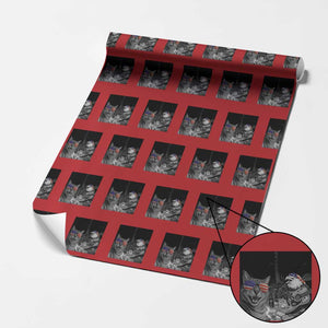 Funny Cat Selfie 4th of July Wrapping Paper Roll Patriotic Eagle American Flag Gift TS14 Red Print Your Wear