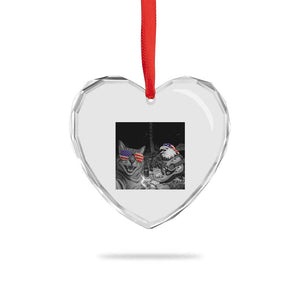 Funny Cat Selfie 4th of July Heart Crystal Glass Ornament Patriotic Eagle American Flag Gift TS14 Print Your Wear