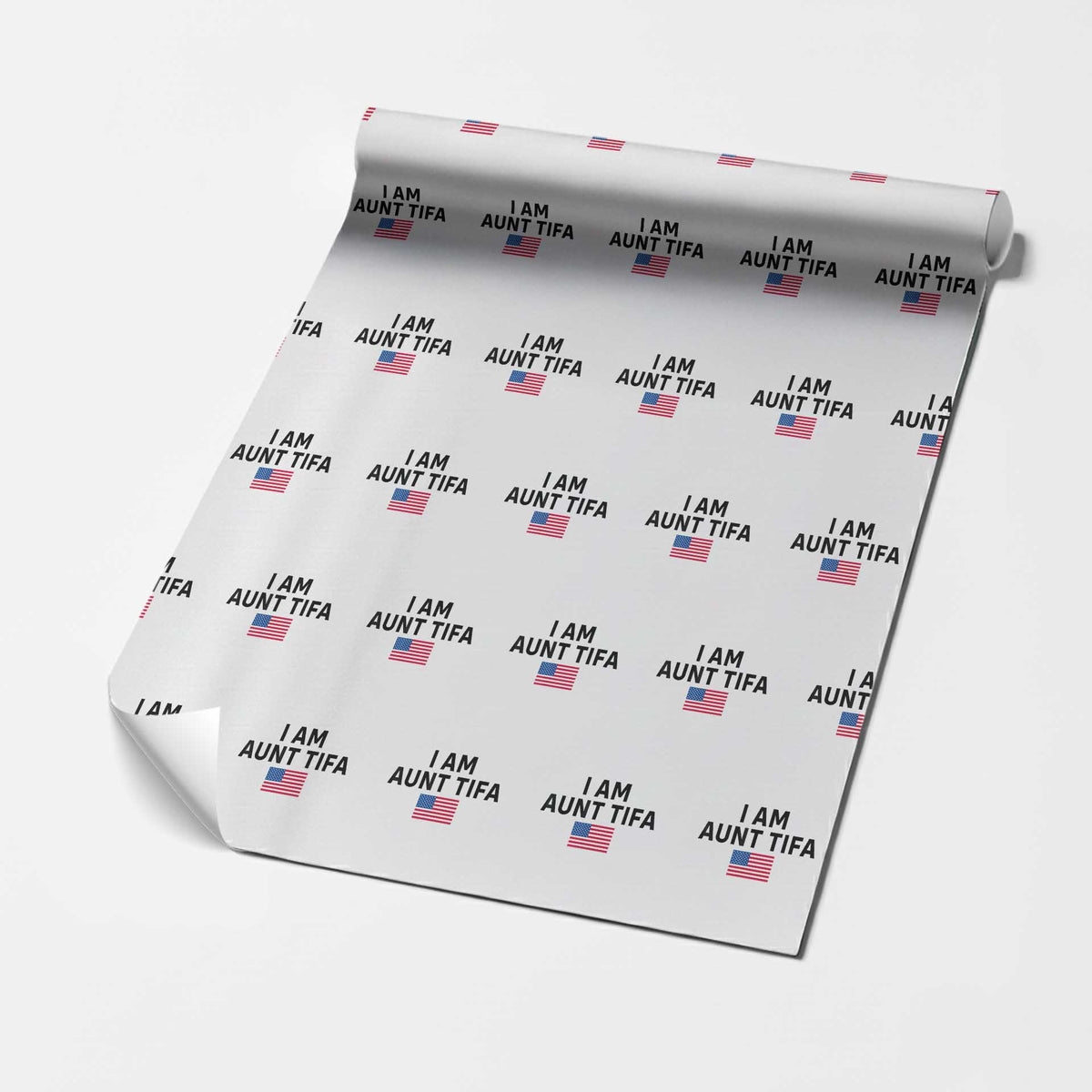 Funny Cat Selfie Bigfoot Xmas Sasquatch Wrapping Paper Roll Sarcastic Political Meme American Flag TS02 White Print Your Wear