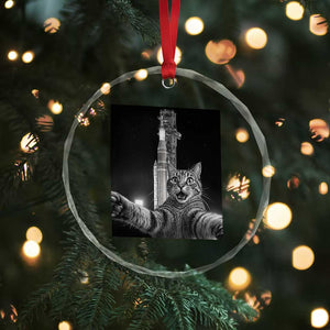 Funny Cat Selfie Lunar Mission 2026 Crystal Glass Ornament TS14 Print Your Wear