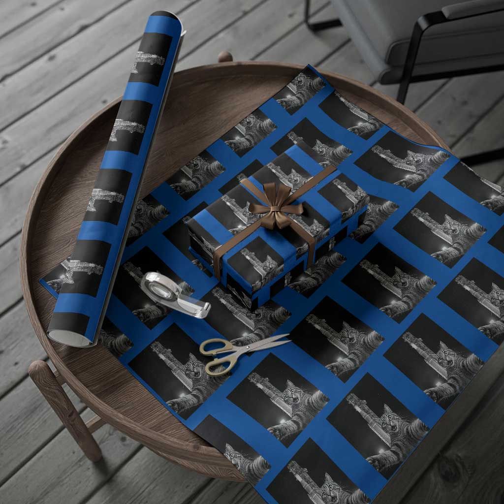 Funny Cat Selfie Lunar Mission 2026 Wrapping Paper Roll TS14 Blue Print Your Wear