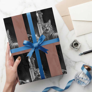 Funny Cat Selfie Lunar Mission 2026 Wrapping Paper Roll TS14 Mocha Print Your Wear