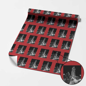 Funny Cat Selfie with Bigfoot Wrapping Paper Roll Back To The Moon Mission 2026 TS14 Red Print Your Wear