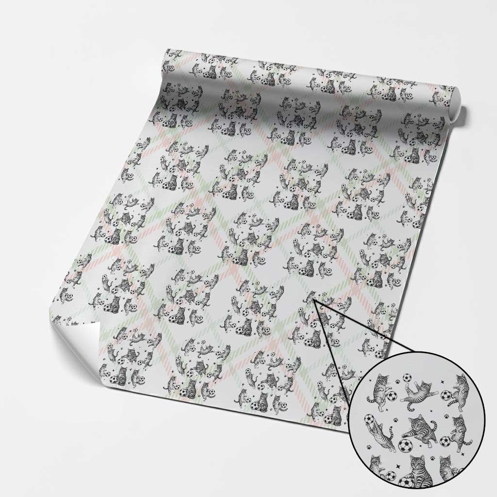 Funny Cat Soccer Player Wrapping Paper Roll Gift For Soccer Lovers TS12 Christmas Plaid Print Your Wear