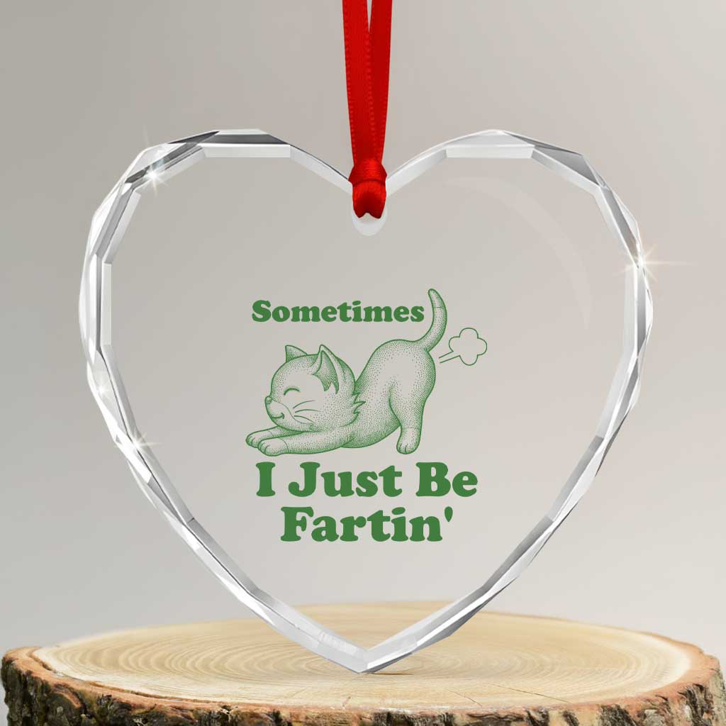 Funny Cat Sometimes I Just Be Fartin Heart Crystal Glass Ornament Pet Lover TS12 Transparent Glass 3'' Heart Print Your Wear