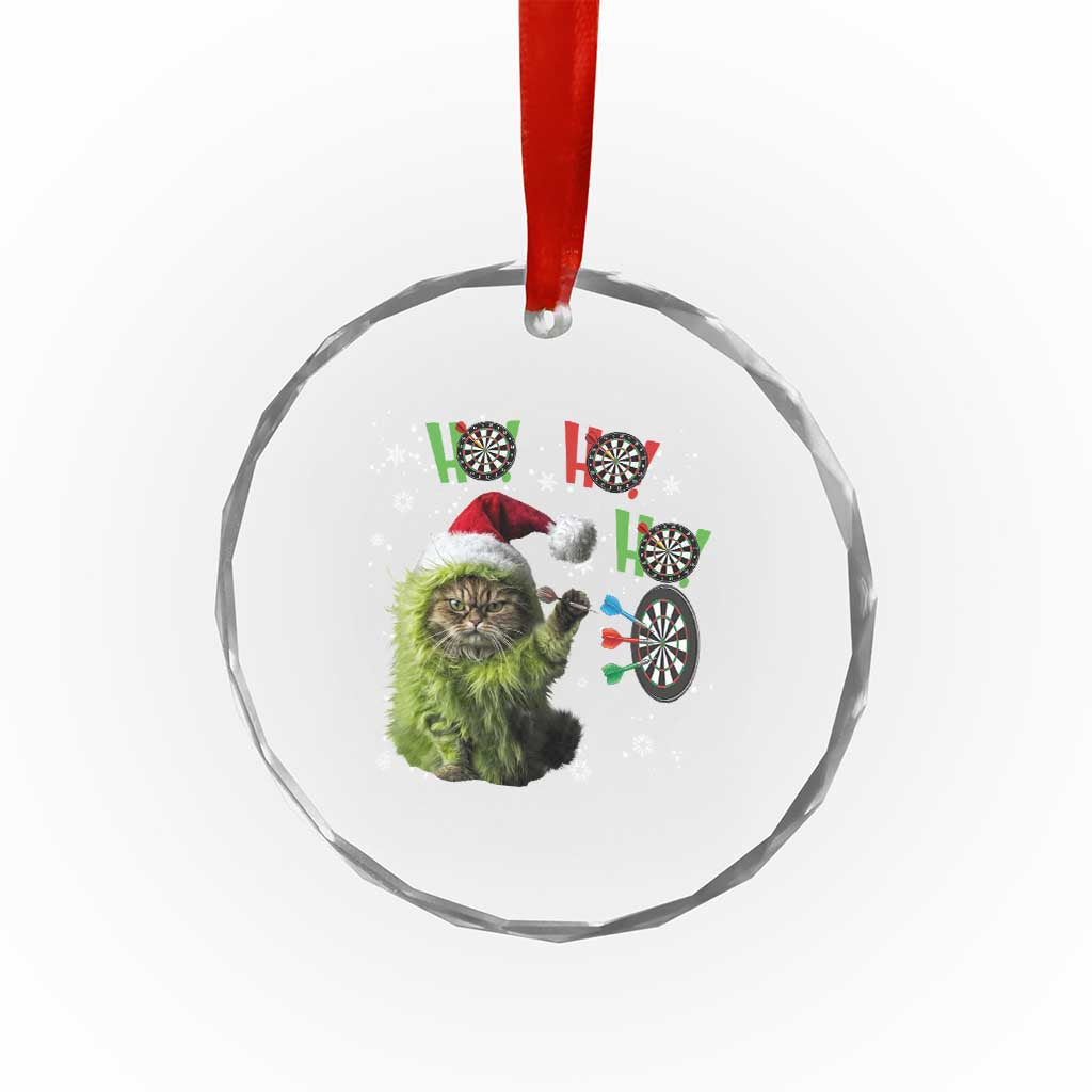 Funny Cat Throwing Dart Ho Ho Ho Crystal Glass Ornament Christmas Gift For Dart Player TS12 Print Your Wear